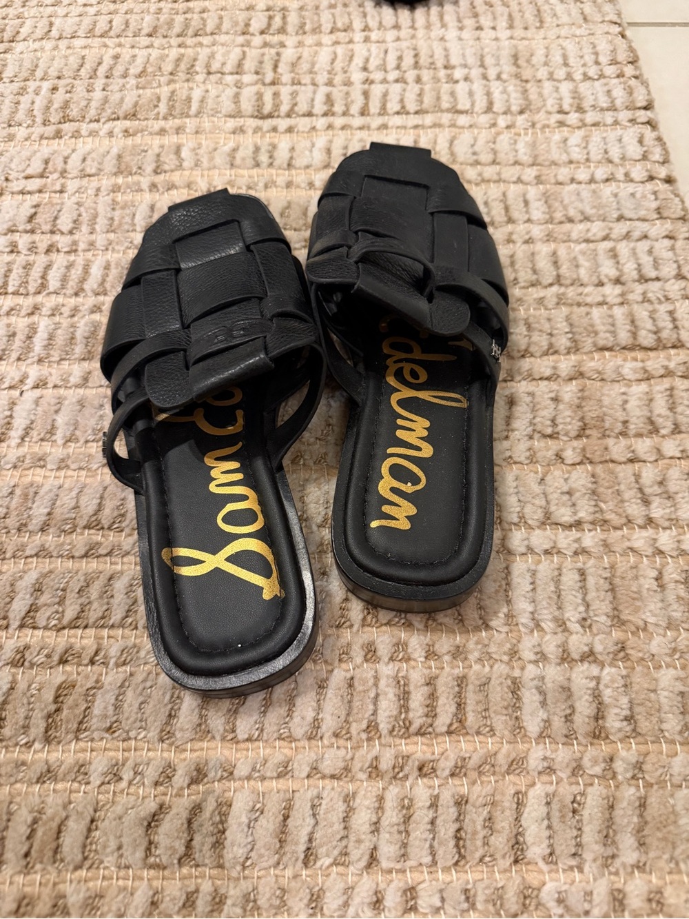 Sam Edelman Black Woven Slide Mules - Picture 2 of 3